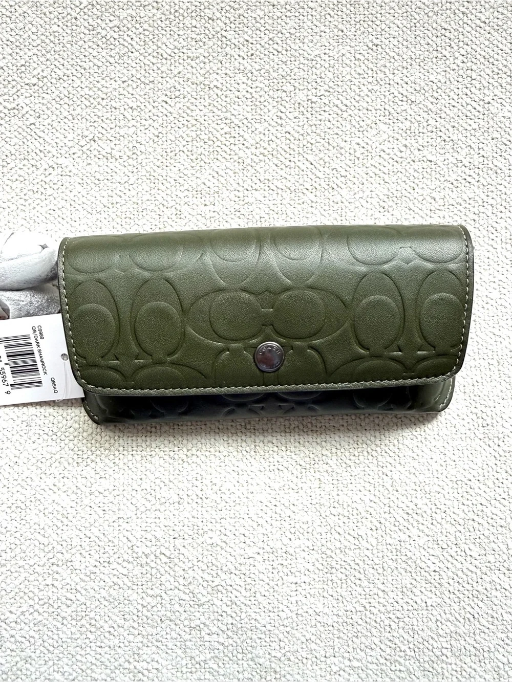 COACH Olive Embossed Signature Leather Glass Case NWT - Picture 3 of 4